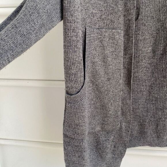 Lululemon Cabin Yogi Heathered Medium Grey Slate Ribbed Hooded Cardigan Cashmere - Picture 8 of 14